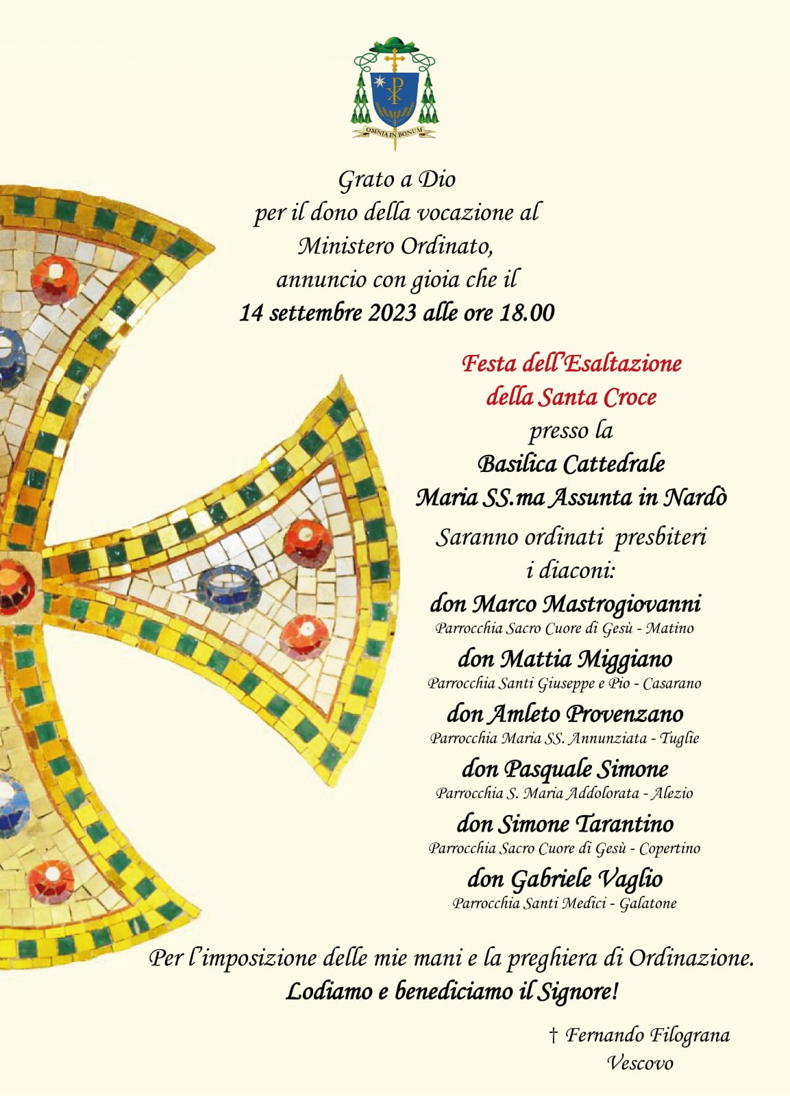 Ordinazioni presbiterali 2023 - Diocesi di Nardò Gallipoli Ordinazioni presbiterali 2023 - Diocesi di Nardò Gallipoli