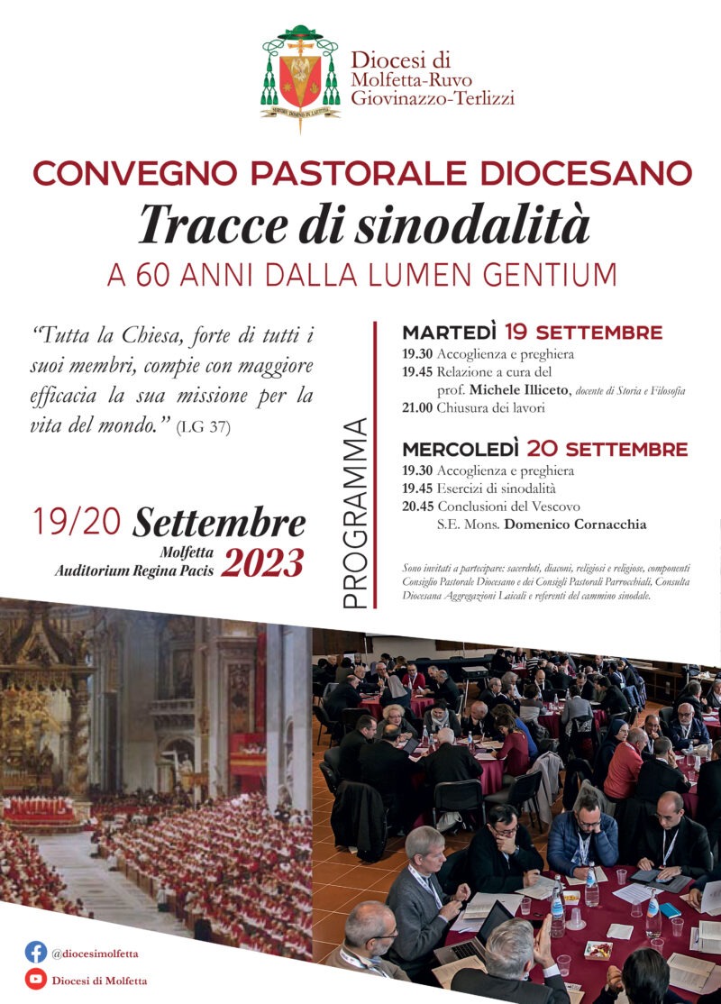 La Chiesa diocesana si rimette in cammino. Il 19 e La Chiesa diocesana si rimette in cammino. Il 19 e 20 settembre lo start con il Convegno pastorale – Diocesi di Molfetta-Ruvo-Giovinazzo-Terlizzi