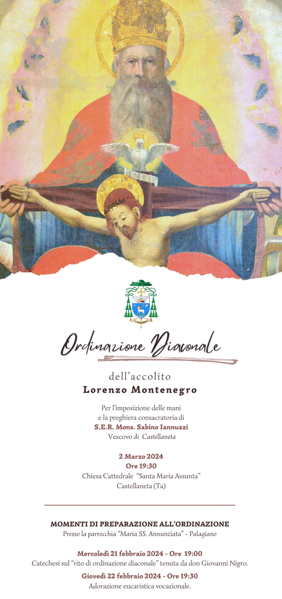 Ordinazione Diaconale dell’Accolito Lorenzo Montenegro – Diocesi di Castellaneta Ordinazione Diaconale dell’Accolito Lorenzo Montenegro – Diocesi di Castellaneta