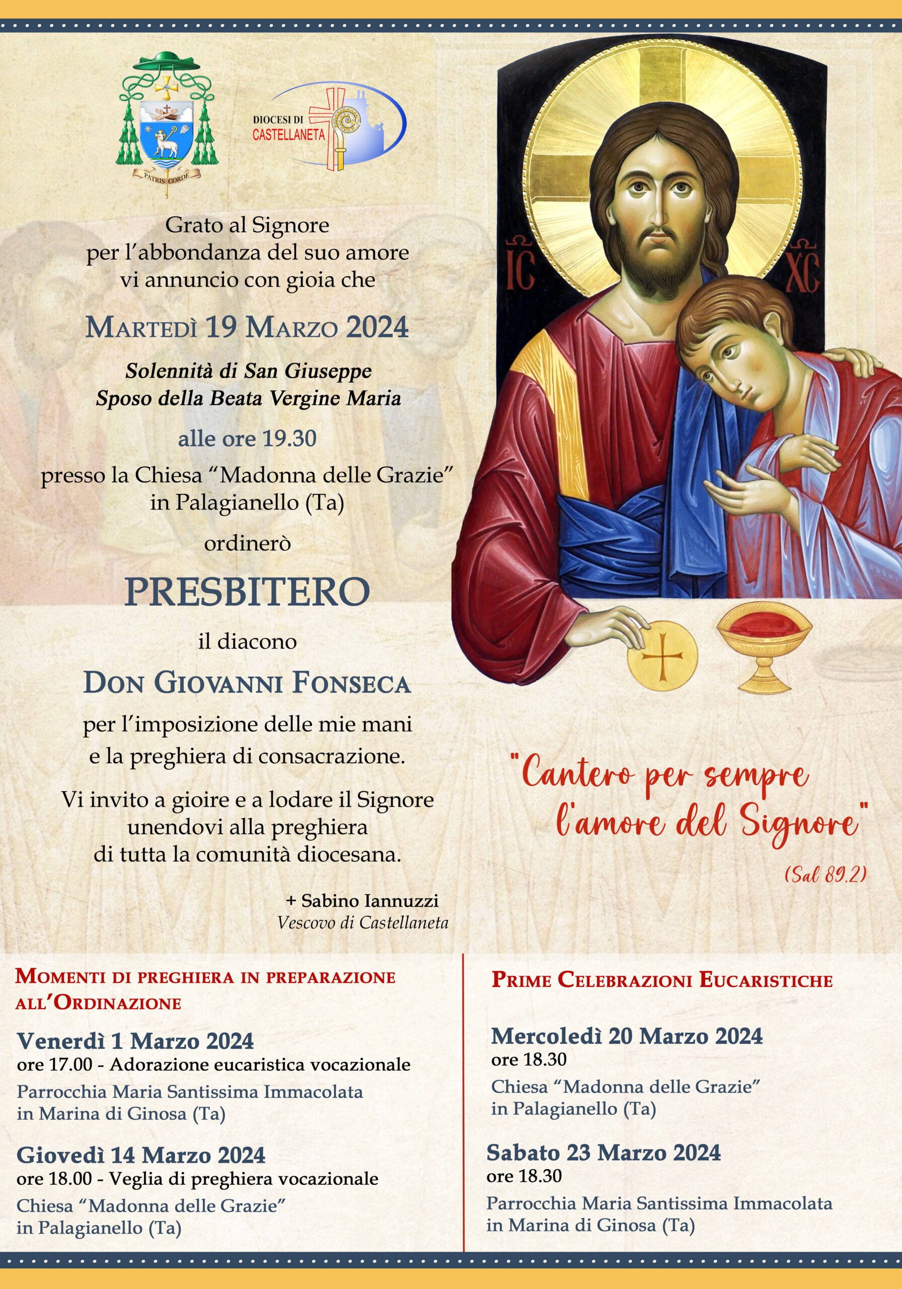 Ordinazione Presbiterale del Diacono Don Giovanni Fonseca – Diocesi di Ordinazione Presbiterale del Diacono Don Giovanni Fonseca – Diocesi di Castellaneta