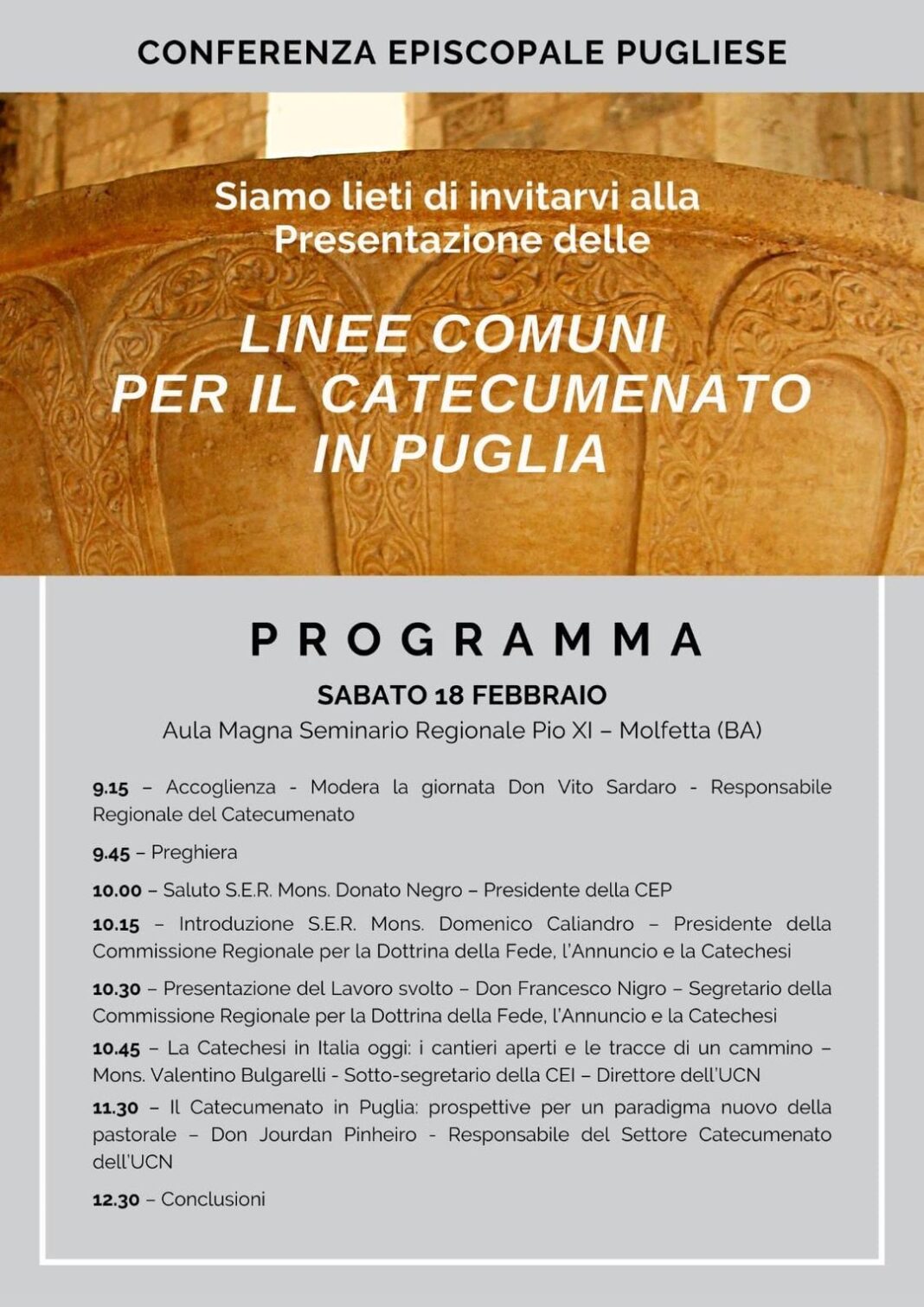 Il 18 febbraio, presso il Seminario Regionale di Molfetta, la Conferenza Episcop