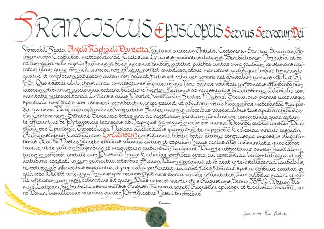 MONS. PANZETTA UFFICIALMENTE E GIURIDICAMENTE NUOVO ARCIVESCOVO COADIUTORE DI LECCE – Sito Ufficiale dell'ArciDiocesi di Lecce