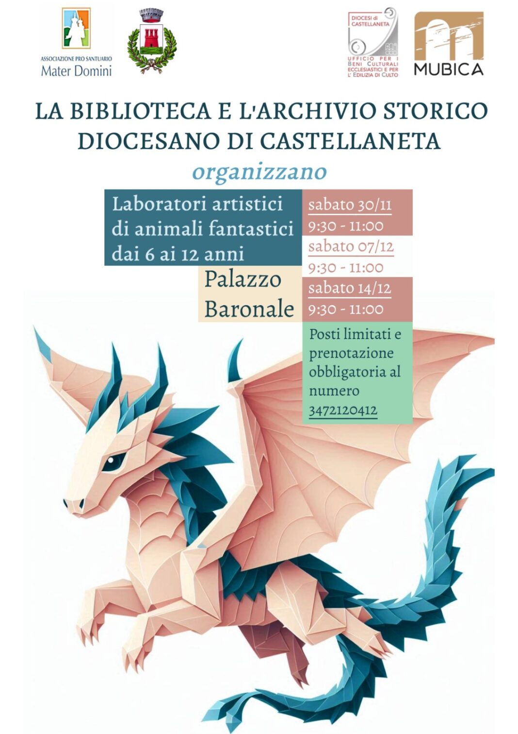 Laboratori artistici di animali fantastici dai 6 ai 12 anni Laboratori artistici di animali fantastici dai 6 ai 12 anni – Diocesi di Castellaneta