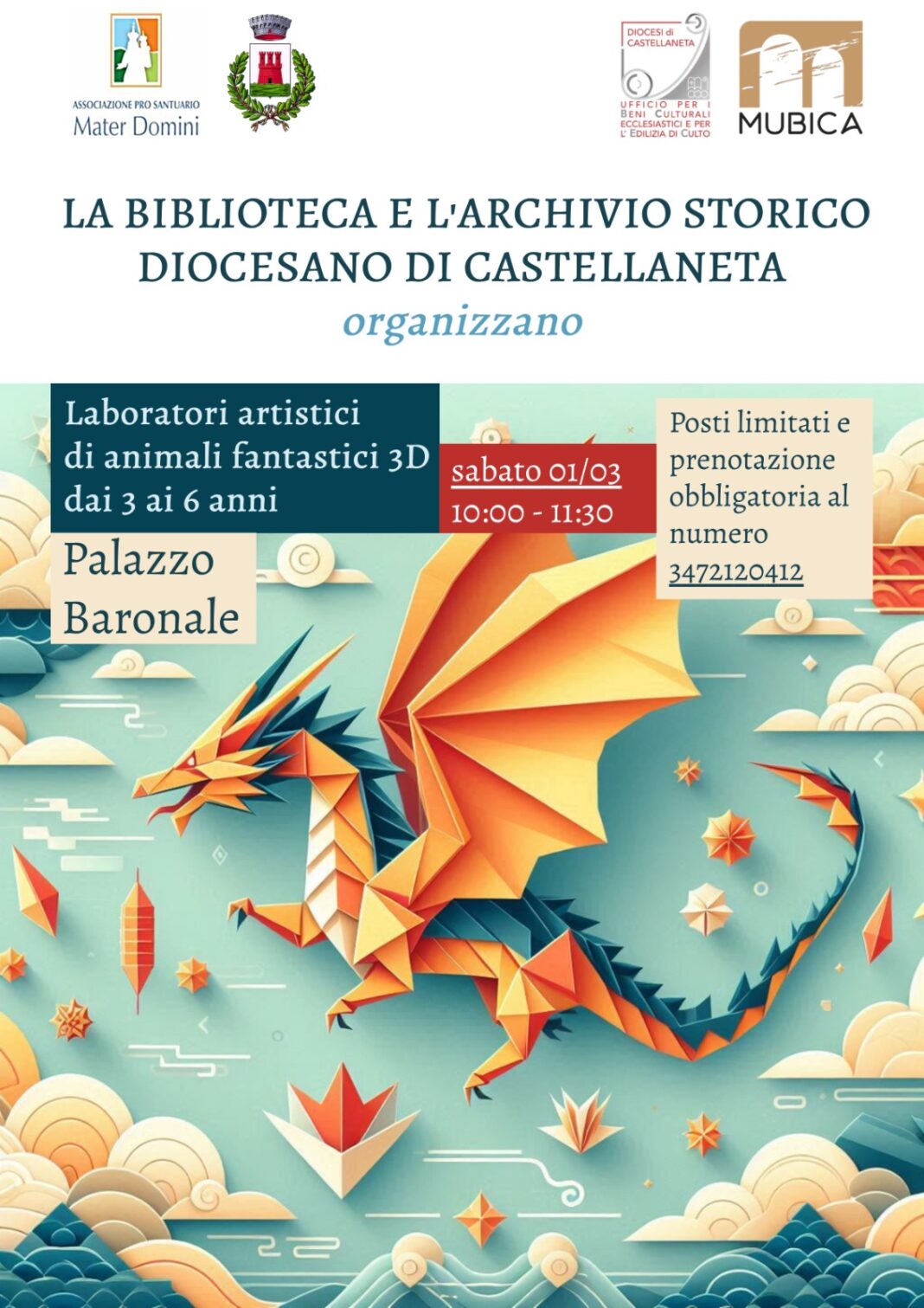 Laboratori artistici di animali fantastici 3D dai 3 ai 6 Laboratori artistici di animali fantastici 3D dai 3 ai 6 anni – Diocesi di Castellaneta