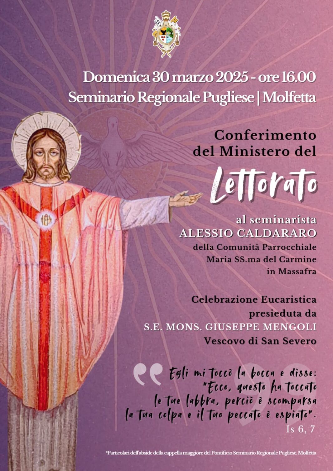 Conferimento del Ministero del Lettorato al seminarista Alessio Caldararo – Diocesi di Castellaneta