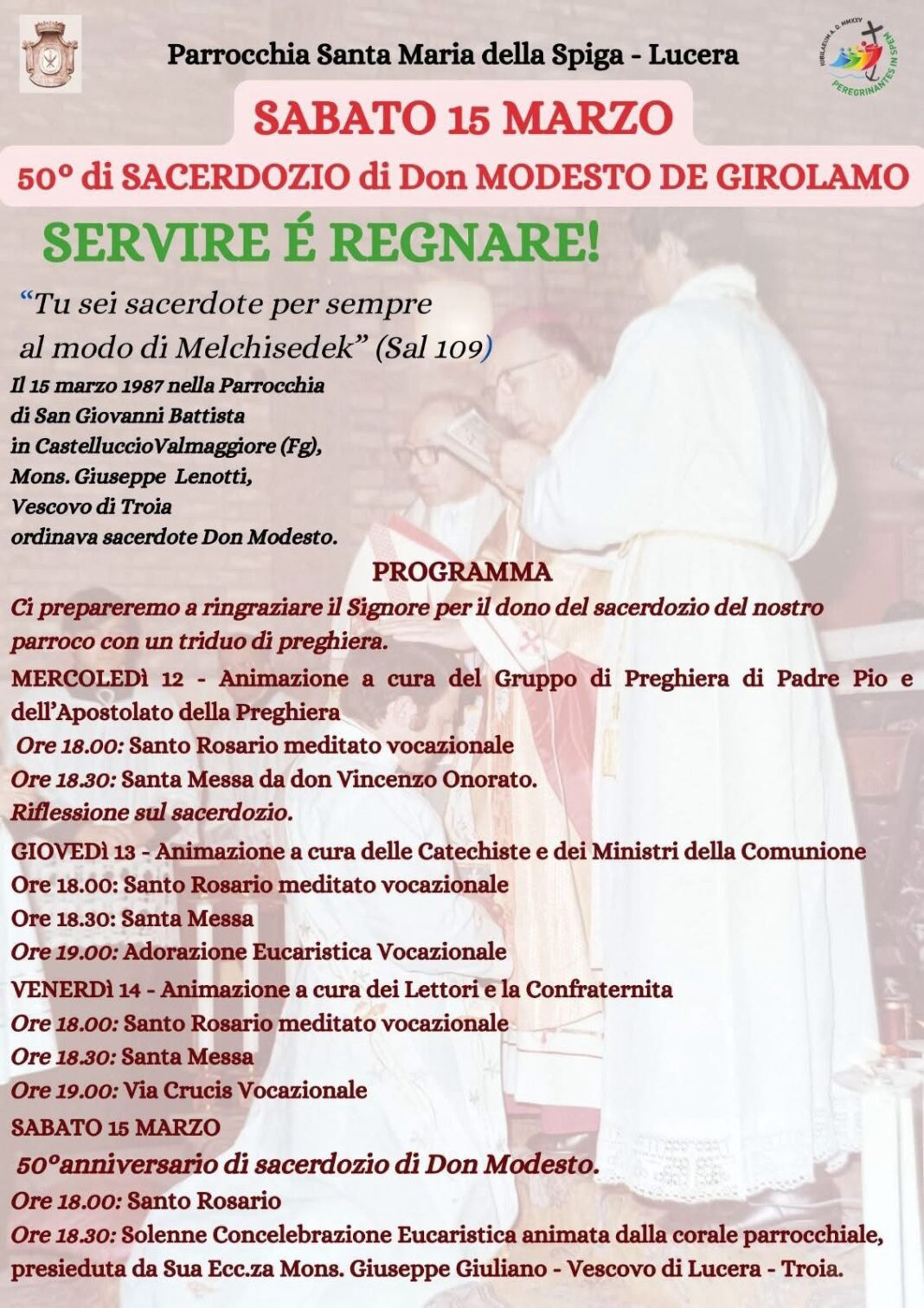 Cinquantesimo anniversario di sacerdozio di don Modesto De Girolamo