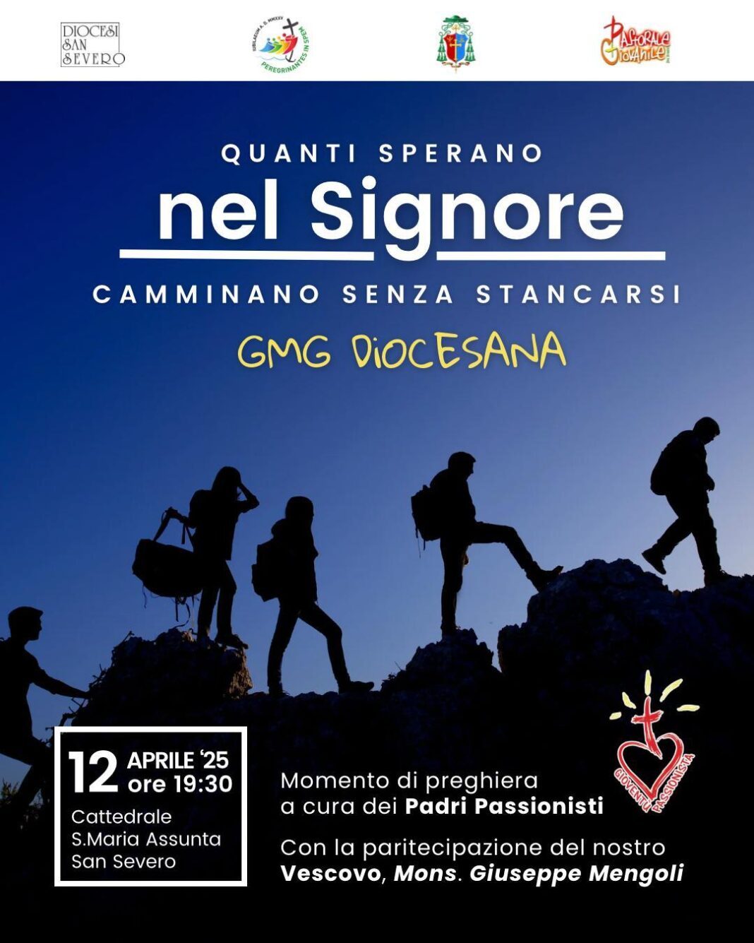 Diocesi di San Severo » Ufficio per la Pastorale Giovanile. Diocesi di San Severo » Ufficio per la Pastorale Giovanile. GMG DIOCESANA. Quanti sperano nel Signore camminano senza stancarsi. 12 aprile 2025