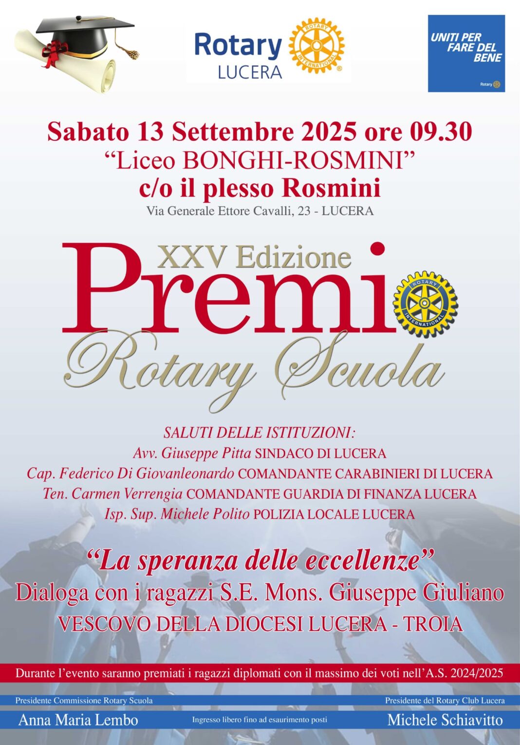 Mons. Vescovo al Premio Rotary Scuola