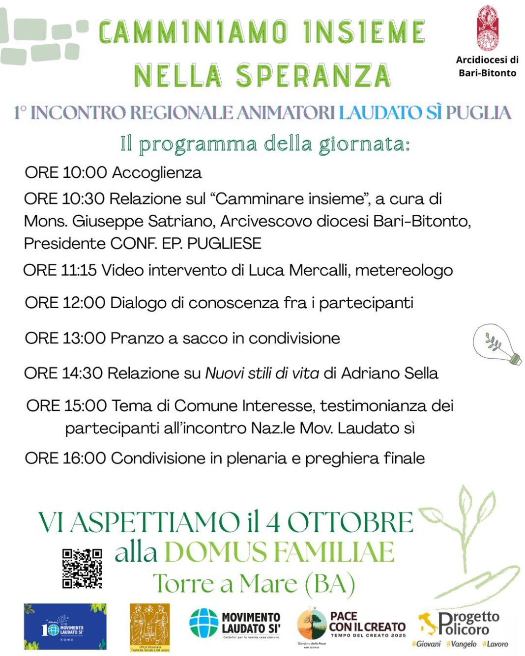 1° Incontro Regionale Animatori "Laudato si'" Puglia — Arcidiocesi Bari-Bitonto