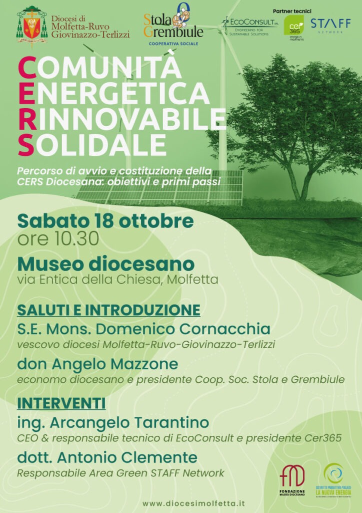 Verso la nascita della Comunità Energetica Rinnovabile e Solidale nella Verso la nascita della Comunità Energetica Rinnovabile e Solidale nella diocesi di Molfetta – Diocesi di Molfetta-Ruvo-Giovinazzo-Terlizzi